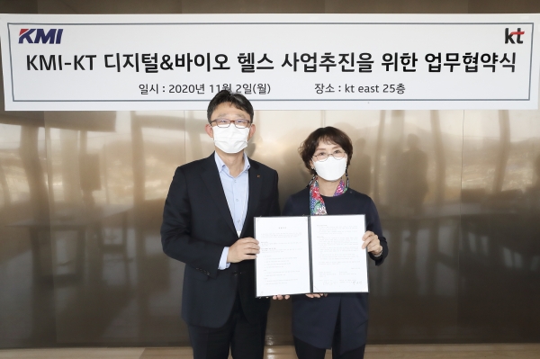 박윤영 KT 기업부문장 사장(왼쪽)과 김순이 KMI 한국의학연구소