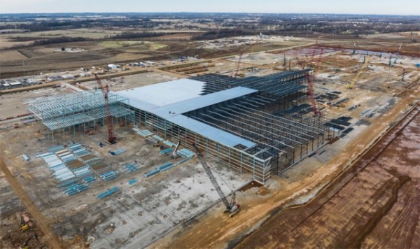 SK온이 포드와 합작해 미국 켄터키주 글렌데일에 짓고 있는 '블루오벌SK 켄터키' 배터리 공장의 건설 현장. 1공장은 2025년, 2공장은 2026년 양산에 들어간다.(사진 SK온)